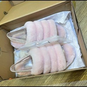 UGG Fluffy Yeah Slides Pale Pink size 7